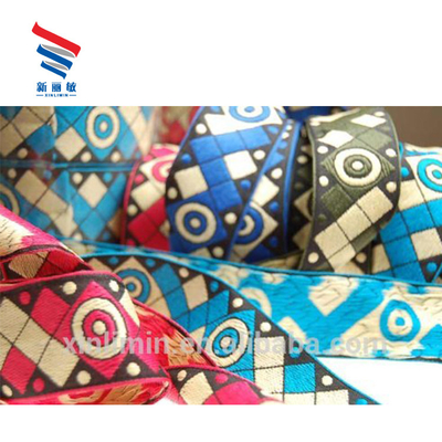 100% βαμβακερό ύφασμα Custom Design Double Face Jacquard Εθνοτική δαντέλα Εμβορδισμένη κορδέλα