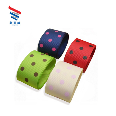 100% Πολυεστέρα Custom Printed Polka Dots Grosgrain Ribbon με πλάτος όπως το επιθυμείτε