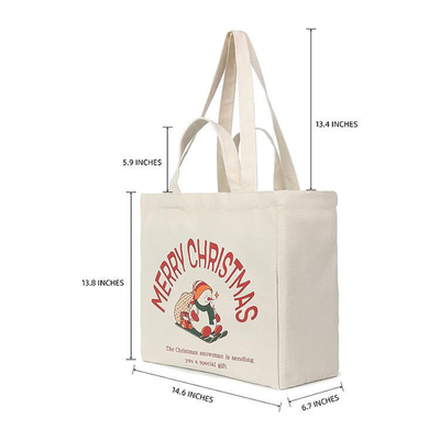 Μεγάλη βαριά τσάντα για ψώνια Custom Christmas Canvas επαναχρησιμοποιήσιμη τσάντα παντοπωλείων με μεγάλο λαβή