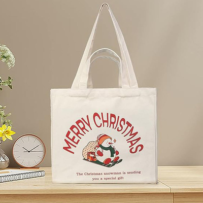 Μεγάλη βαριά τσάντα για ψώνια Custom Christmas Canvas επαναχρησιμοποιήσιμη τσάντα παντοπωλείων με μεγάλο λαβή