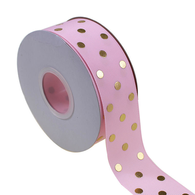 OEM αποδεκτό 1.5 ιντσών Custom Printed Χρυσό φύλλο Polka Dot Grosgrain Ribbon 38mm για τα μαλλιά Bow / δώρο περιτύλιγμα