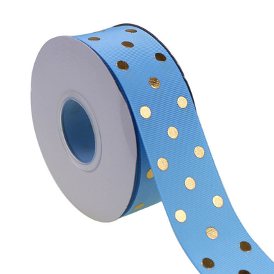 OEM αποδεκτό 1.5 ιντσών Custom Printed Χρυσό φύλλο Polka Dot Grosgrain Ribbon 38mm για τα μαλλιά Bow / δώρο περιτύλιγμα