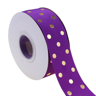 OEM αποδεκτό 1.5 ιντσών Custom Printed Χρυσό φύλλο Polka Dot Grosgrain Ribbon 38mm για τα μαλλιά Bow / δώρο περιτύλιγμα