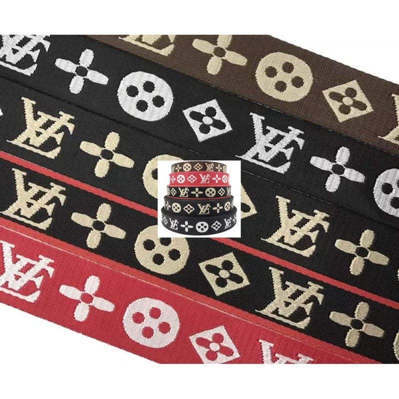 Προσαρμοσμένο λογότυπο υφασμένο Jacquard Strap Webbing σε μαύρο χρώμα για 38mm Nylon Shoulder Strap