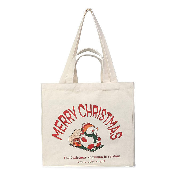 Μεγάλη βαριά τσάντα για ψώνια Custom Christmas Canvas επαναχρησιμοποιήσιμη τσάντα παντοπωλείων με μεγάλο λαβή